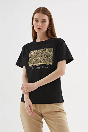 Fashion Friends 25Y0062K1 Kadın Baskılı Taşlı  Bluz