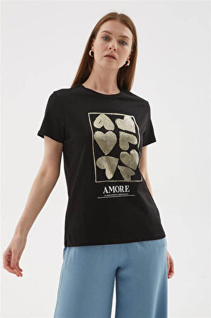 Fashion Friends 25Y0093K1 Kadın Baskılı T-Shirt