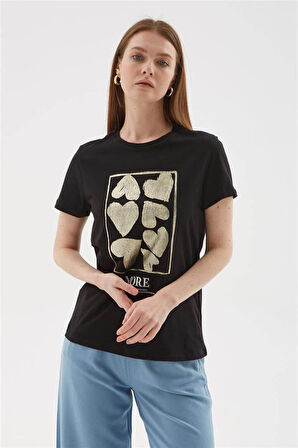 Fashion Friends 25Y0093K1 Kadın Baskılı T-Shirt