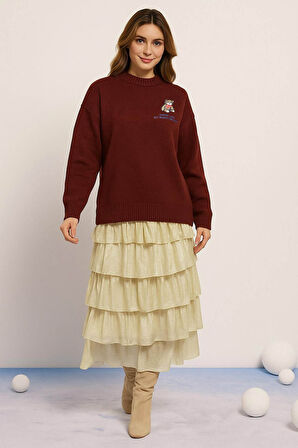 FASHION FRIENDS KADIN NAKIŞLI KAZAK 25K0313K1