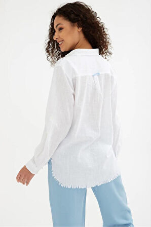 FASHION FRIENDS KADIN ETEK UCU PÜSKÜLLÜ GÖMLEK 25K0390K1