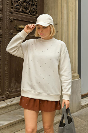 Fashion Friends 25K0099K1 Kadın Taşlı Sweatshirt