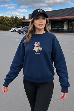 Fashion Friends 25K0244K1 Kadın Nakışlı Oversize Sweatshirt