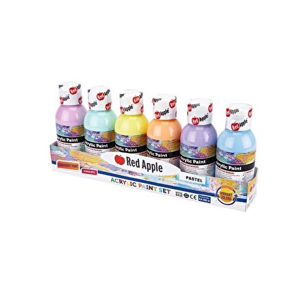 Red Apple Akrilik Boya Pastel Renkler 6 Renk x 100 ml