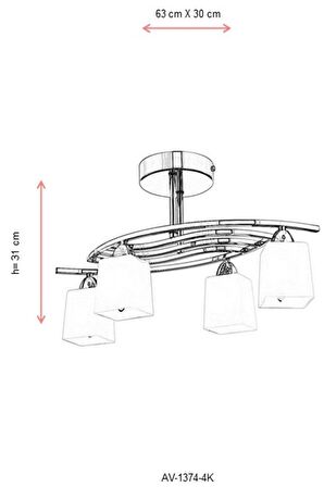 AVONNI AV-1374-4K Krom Kaplama Modern Avize E14 Metal Cam 63x30cm