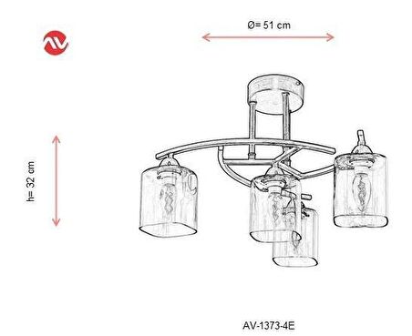 AVONNI AV-1373-4E Eskitme Kaplama Modern Avize E14 Metal Cam 51cm