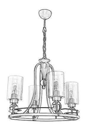 AVONNI AV-1597-4E Eskitme Kaplama Modern Avize E27 Metal Cam 50cm