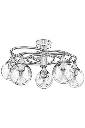 AVONNI AR-1661-5E Eskitme Kaplama Modern Avize E27 Metal Cam 60cm