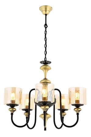 AVONNI AV-4161-5E Eskitme Kaplama Modern Avize E27 Metal Cam 62cm