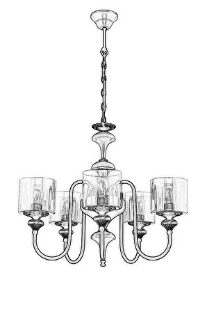 AVONNI AV-4161-5E Eskitme Kaplama Modern Avize E27 Metal Cam 62cm