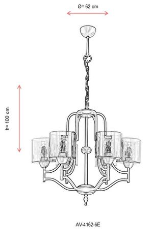 AVONNI AV-4162-6E Eskitme Kaplama Modern Avize E27 Metal Cam 62cm
