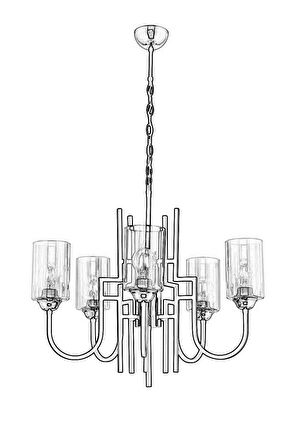 AVONNI AV-4163-5BSY Siyah Boyalı Modern Avize E27 Metal Cam 62cm