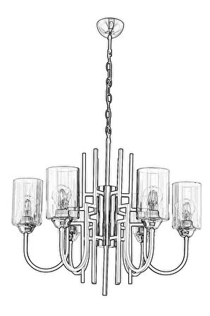 AVONNI AV-4163-6BSY Siyah Boyalı Modern Avize E27 Metal Cam 62cm