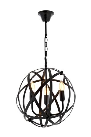 AVONNI AV-4183-3BSY Siyah Boyalı Modern Avize E14 Metal 36cm