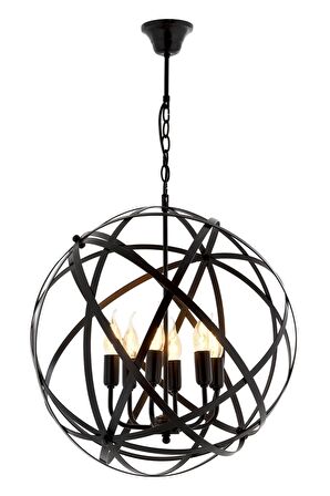 AVONNI AV-4183-6BSY Siyah Boyalı Modern Avize E14 Metal 50cm