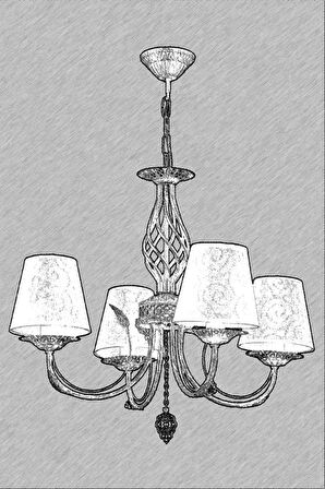 AVONNI AV-65112-4F Ferforje Boyalı Klasik Avize E14 Metal 55cm