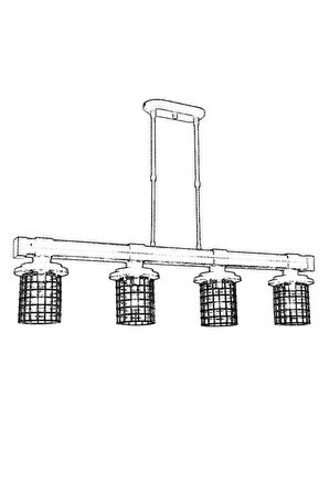 AVONNI AV-60002-4EY Eskitme Kaplama Modern Avize E27 Metal Ahşap Cam 95x15cm