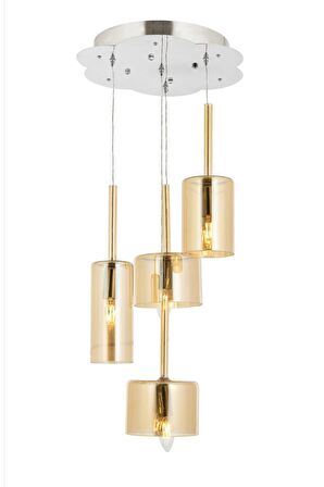 AVONNI AV-60043-4KT Krom Kaplama Modern Avize E14 Metal Cam 35cm