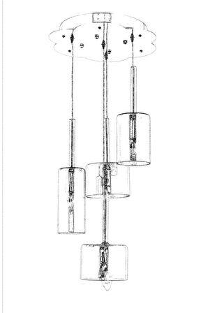 AVONNI AV-60043-4KT Krom Kaplama Modern Avize E14 Metal Cam 35cm