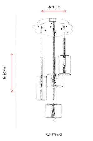 AVONNI AV-60043-4KT Krom Kaplama Modern Avize E14 Metal Cam 35cm