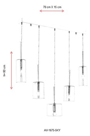 AVONNI AV-60043-5KY Krom Kaplama Modern Avize E14 Metal Cam 70x15cm