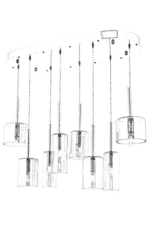 AVONNI AV-60043-ELLIPSE Krom Kaplama Modern Avize E14 Metal Cam 70x35cm