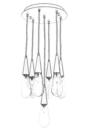 AVONNI AV-60059-7ET Eskitme Kaplama Modern Avize E14 Metal Cam 40cm