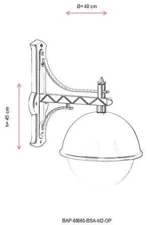 AVONNI BAP-68060-BSA-M2-OP Sarı Boyalı Dış Mekan Aydınlatma E27 Aluminyum Polikarbon Cam 40cm