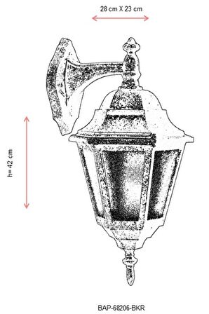 AVONNI BAP-68206-BKR Kahverengi Boyalı Dış Mekan Aydınlatma E27 ABS Polikarbon Cam 28x23cm