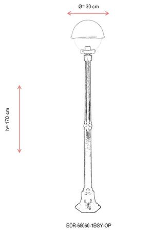 AVONNI BDR-68060-1BSY-OP Sarı/Siyah Boyalı Dış Mekan Aydınlatma E27 Aluminyum Polikarbon Cam 30cm