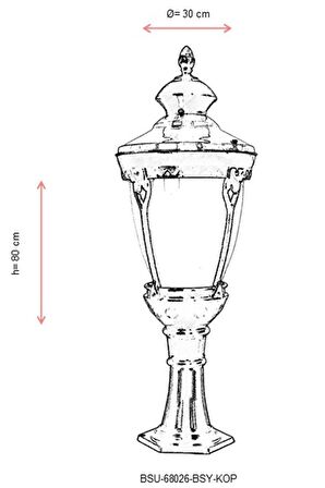 AVONNI BSU-68026-BSY-KOP Kahverengi/Siyah Boyalı Dış Mekan Aydınlatma E27 Aluminyum Polikarbon Cam 30cm