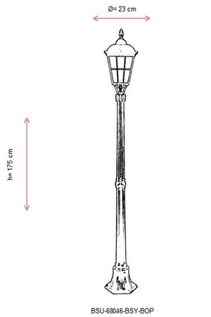 AVONNI BSU-68046-BSY-BOP Siyah Boyalı Dış Mekan Aydınlatma E27 Aluminyum Döküm Dip Cam 23cm