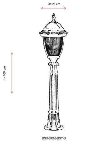 AVONNI BSU-68053-BSY-B Siyah Boyalı Dış Mekan Aydınlatma E27 Aluminyum Döküm Dip Polikarbon Cam 25cm