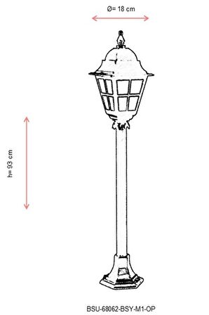 AVONNI BSU-68062-BSY-M1-OP Siyah Boyalı Dış Mekan Aydınlatma E27 Aluminyum Polikarbon Cam 18cm