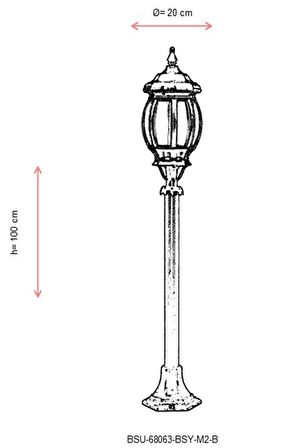 AVONNI BSU-68063-BSY-M2-B Siyah Boyalı Dış Mekan Aydınlatma E27 Aluminyum Döküm Dip Polikarbon Cam 20cm