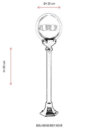 AVONNI BSU-68160-BSY-M3-B Siyah Boyalı Dış Mekan Aydınlatma E27 ABS Akrilik Cam 25cm