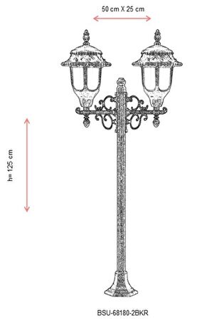 AVONNI BSU-68180-2BKR Kahverengi Boyalı Dış Mekan Aydınlatma E27 Çelik Boru ABS Polikarbon Cam 50x25cm