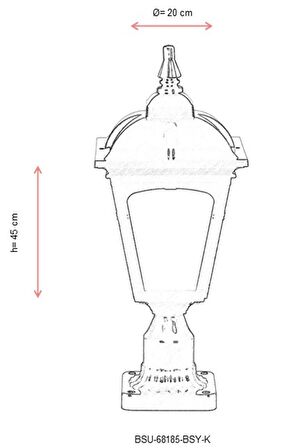 AVONNI BSU-68185-BSY-K Siyah Boyalı Dış Mekan Aydınlatma E27 ABS Polikarbon Cam 20cm