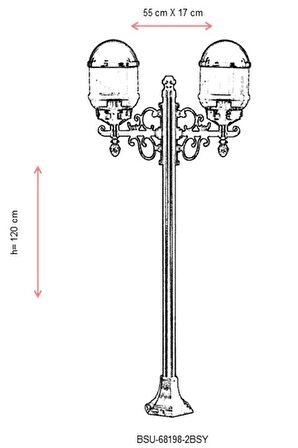 AVONNI BSU-68198-2BSY Siyah Boyalı Dış Mekan Aydınlatma E27 Metal ABS Akrilik Cam 55x17cm