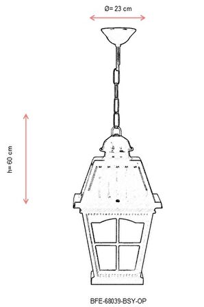 AVONNI BFE-68039-BSY-OP Siyah Boyalı Dış Mekan Aydınlatma E27 Aluminyum Cam 23cm