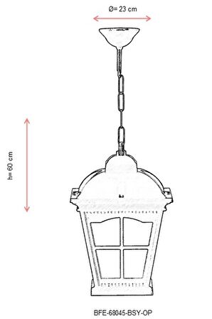 AVONNI BFE-68045-BSY-OP Siyah Boyalı Dış Mekan Aydınlatma E27 Aluminyum Cam 23cm