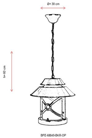 AVONNI BFE-68049-BKR-OP Kahverengi/Siyah Boyalı Dış Mekan Aydınlatma E27 Aluminyum Polikarbon Cam 30cm