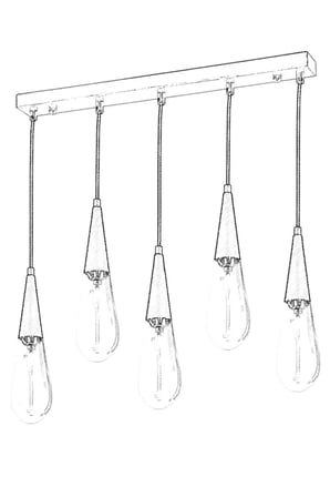 AVONNI AV-60059-5EY Eskitme Kaplama Modern Avize E14 Metal Cam 90x10cm