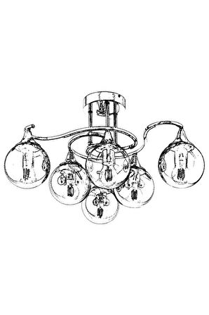 AVONNI AV-60156-6K Krom Kaplama Modern Avize E27 Metal Cam 60cm