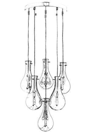 AVONNI AV-60092-6KT Krom Kaplama Modern Avize E14 Metal Cam 50cm