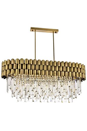 AVONNI AV-60122-ELLIPSE Eskitme Kaplama Klasik Avize E27 Metal Kristal Cam 80x40cm