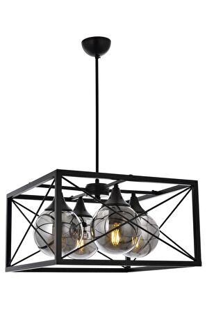 AVONNI AV-60127-4BSY Siyah Boyalı Modern Avize E27 Metal Cam 45cm