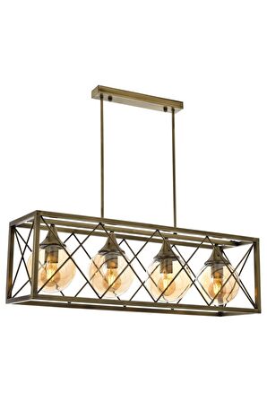 AVONNI AV-60127-4EY Eskitme Kaplama Modern Avize E27 Metal Cam 80x25cm