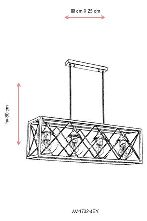 AVONNI AV-60127-4EY Eskitme Kaplama Modern Avize E27 Metal Cam 80x25cm