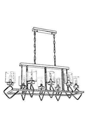 AVONNI AV-60135-8E-YM Eskitme Kaplama Modern Avize E14 Metal Cam 105x40cm